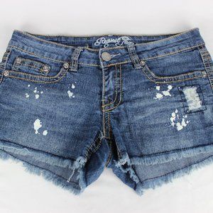 Destroyed Denim Jean Shorts - Blue